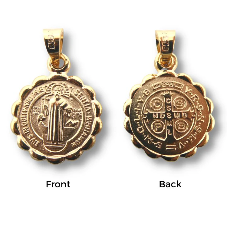 Gold Saint Benedict Medal Verona Necklace 18-inch - Image 3