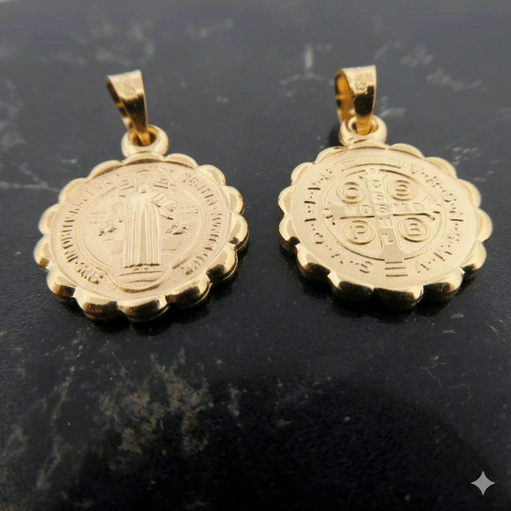Gold Saint Benedict Medal Verona Necklace 18-inch - Image 4