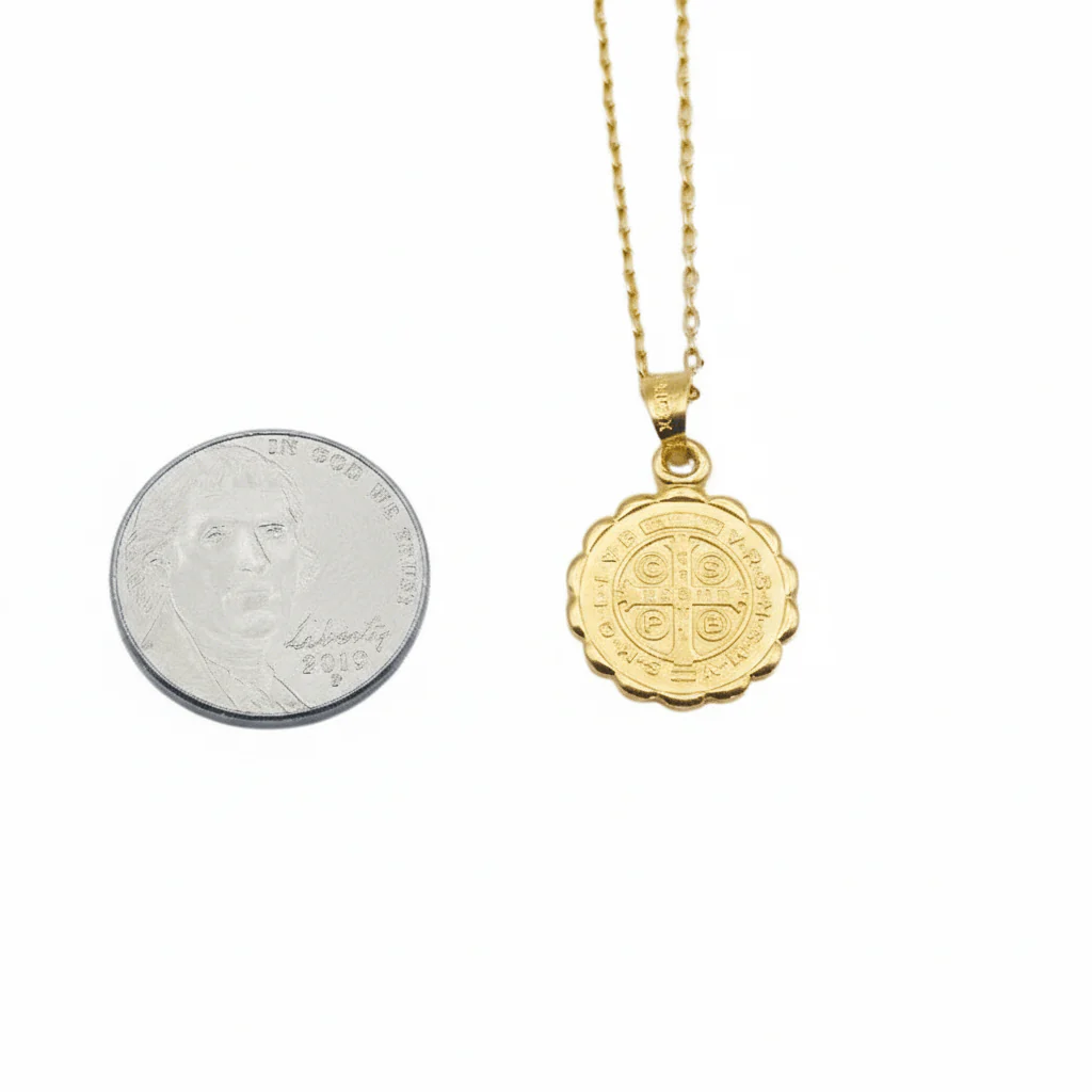 Gold Saint Benedict Medal Verona Necklace 18-inch - Image 6