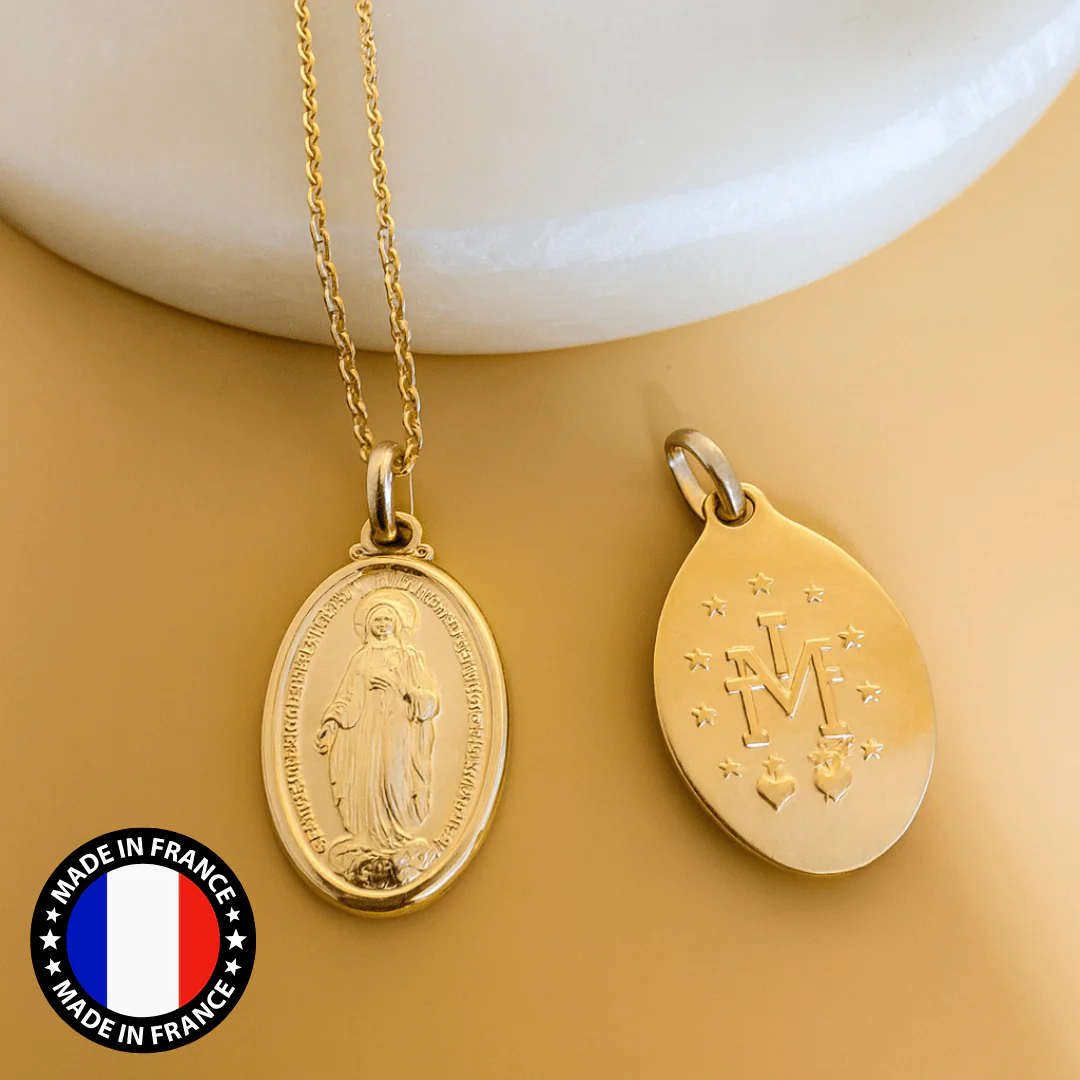 Large Gold Vermeil Miraculous Medal Necklace — Rue du Bac, Paris (18”) - Image 3