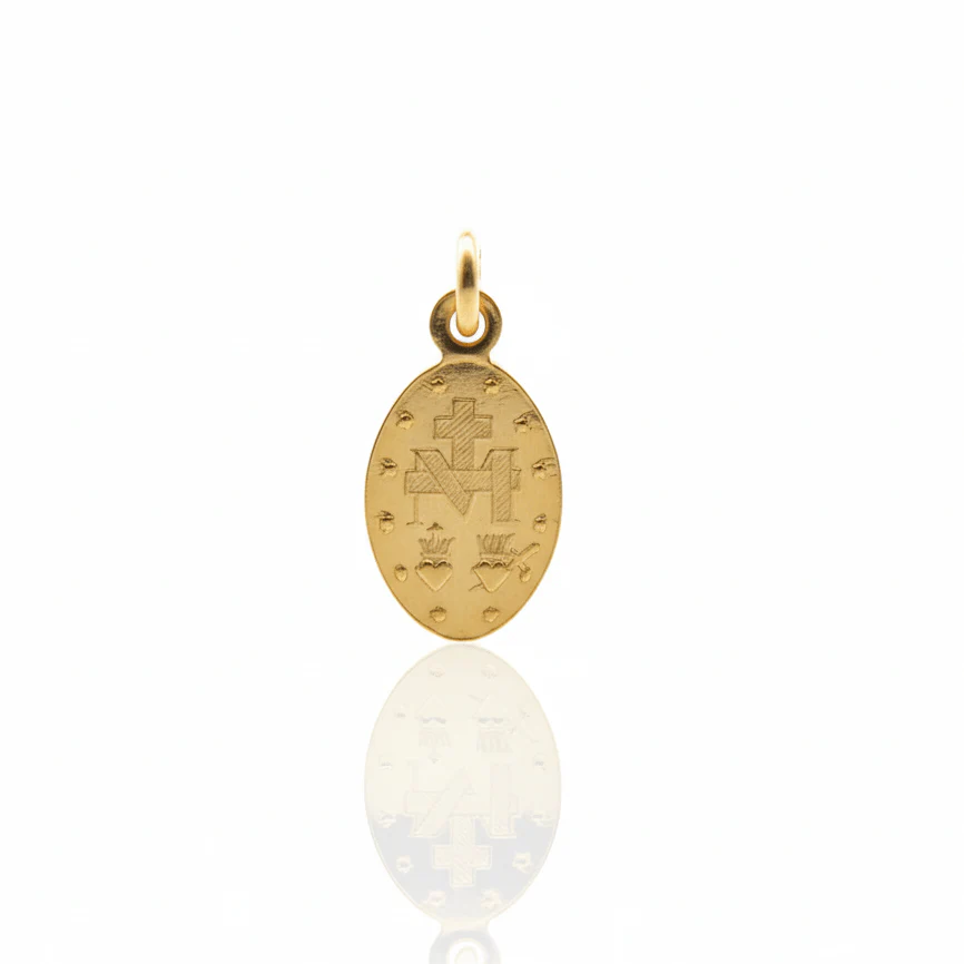 Gold Vermeil Religious Charm Bracelet - 9 Miraculous Medals 6.5" + 1.5” - Image 5