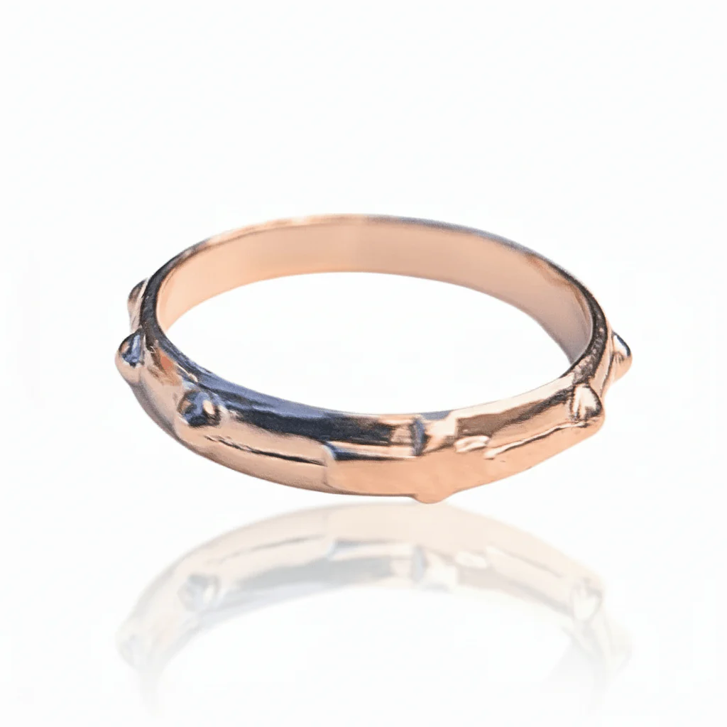 Gold Vermeil (Rose) Silver Rosary Ring