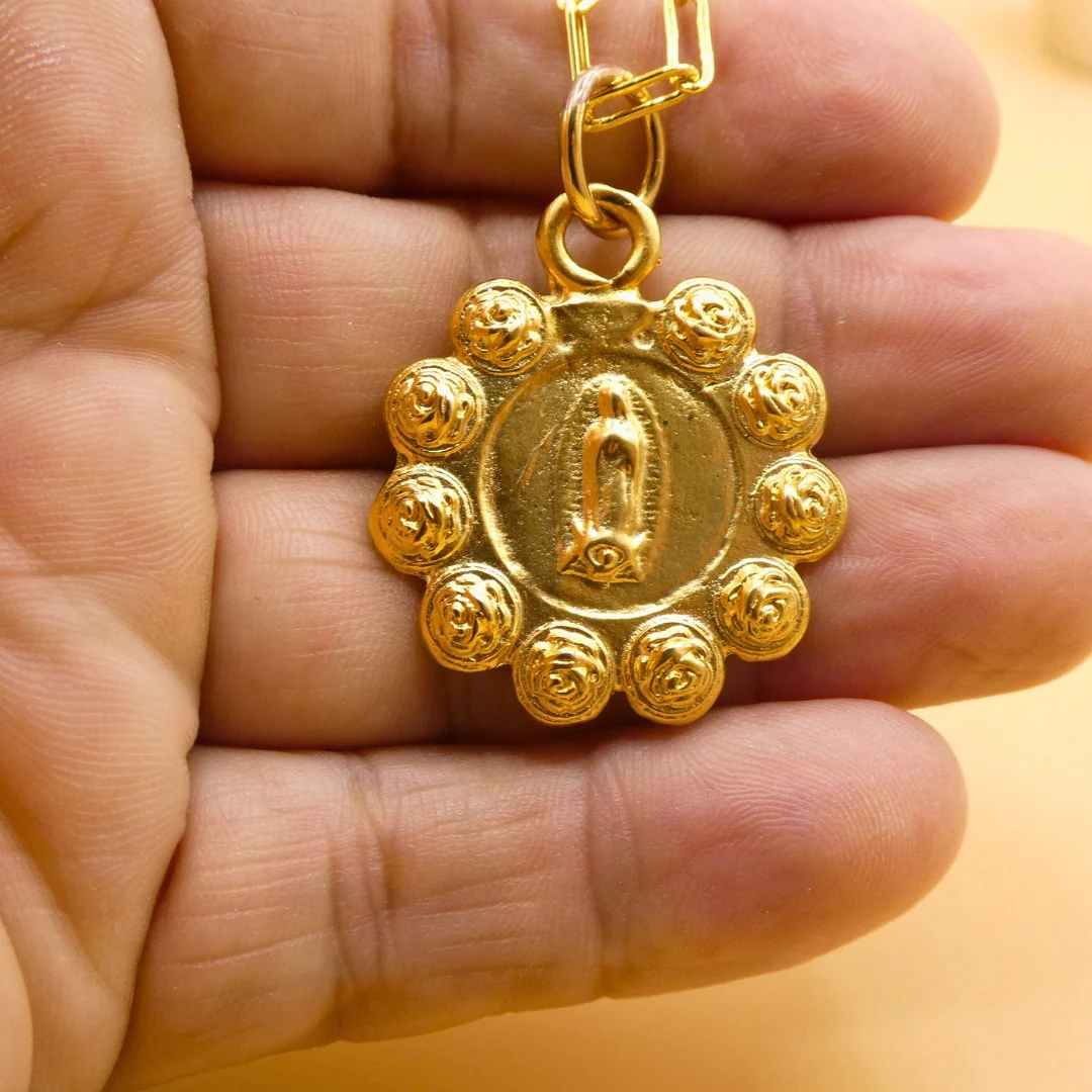 Gold-Plated Our Lady of Guadalupe Necklace 22-inch - Image 4