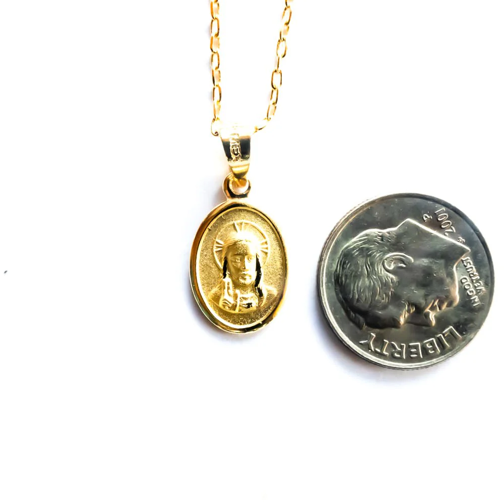 Gold Sacred Heart Oval Medal Necklace 18-inch - Image 4
