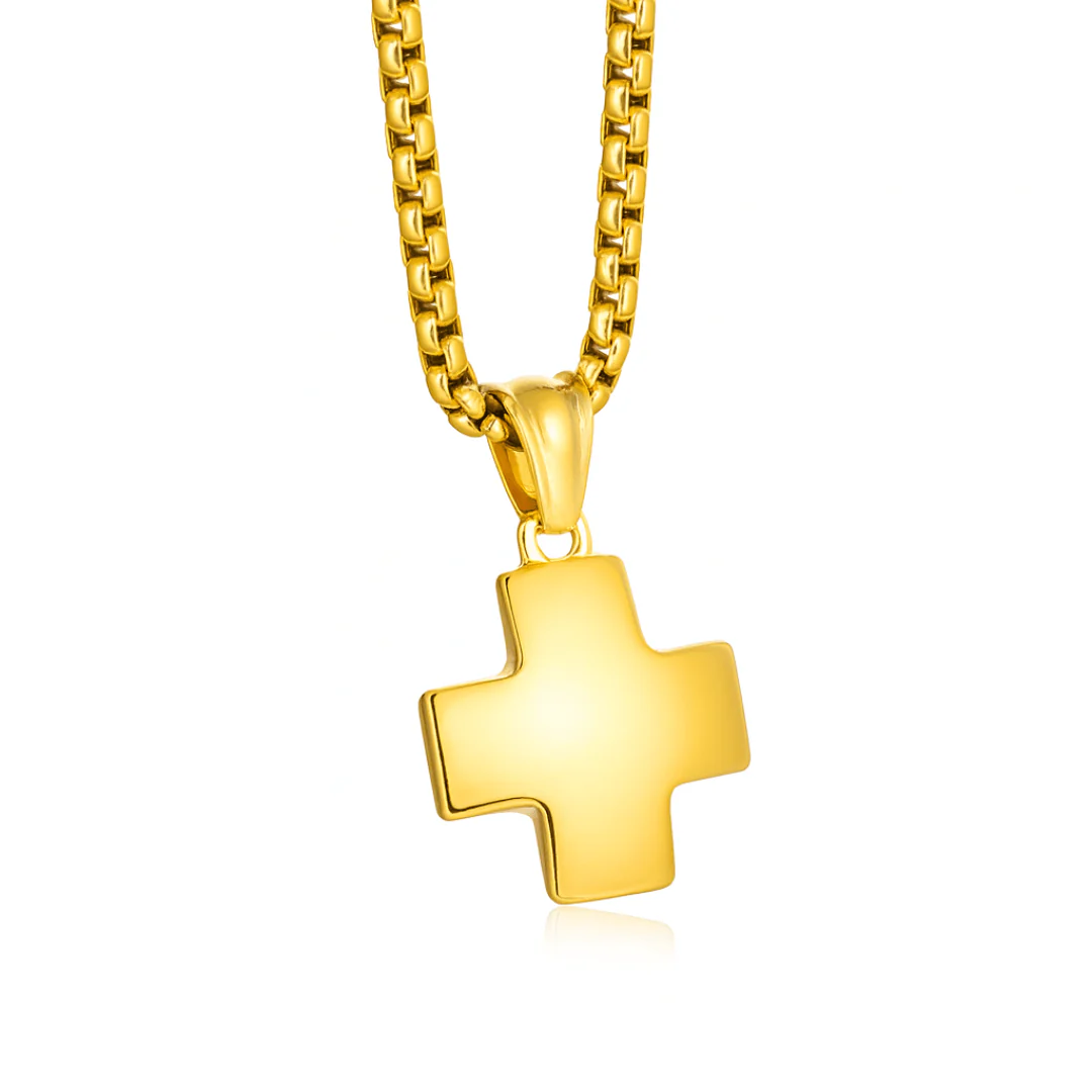 Stainless Steel Greek Cross Necklace 24" - Image 2