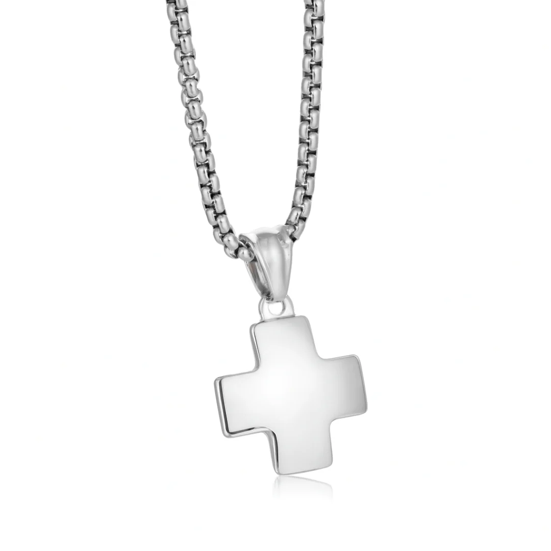 Stainless Steel Greek Cross Necklace 24" - Image 3