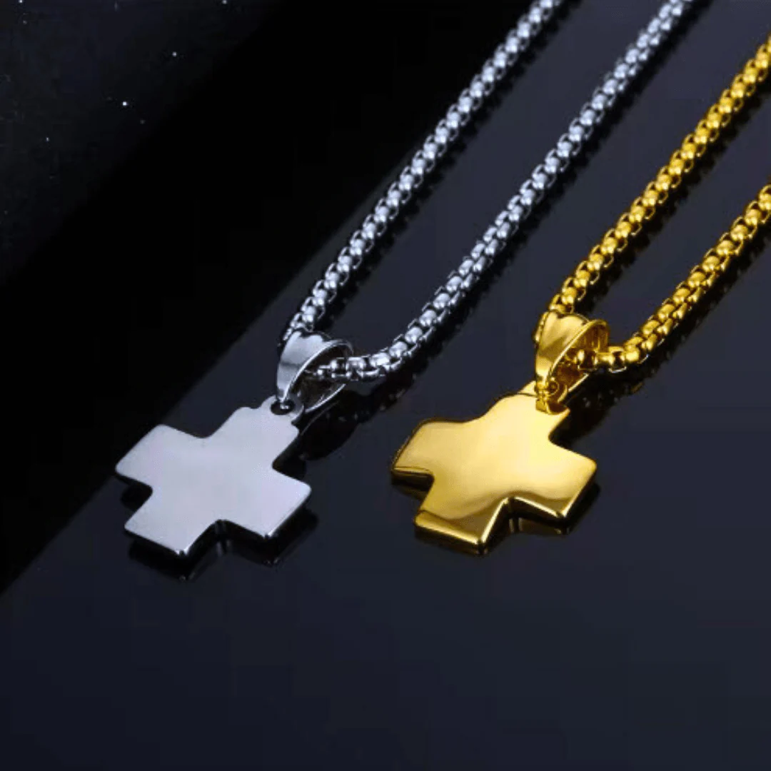 Stainless Steel Greek Cross Necklace 24" - Image 4