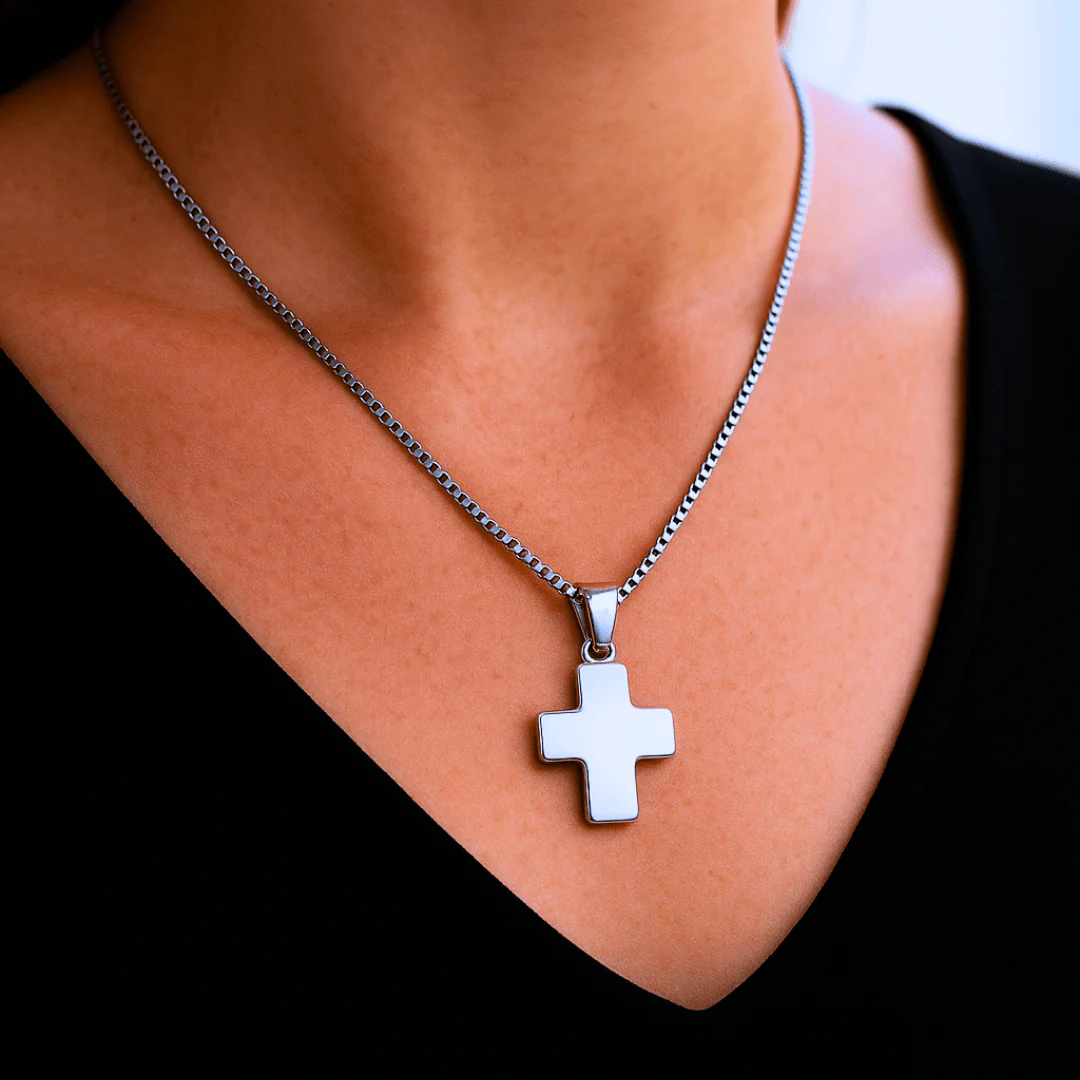 Stainless Steel Greek Cross Necklace 24" - Image 5