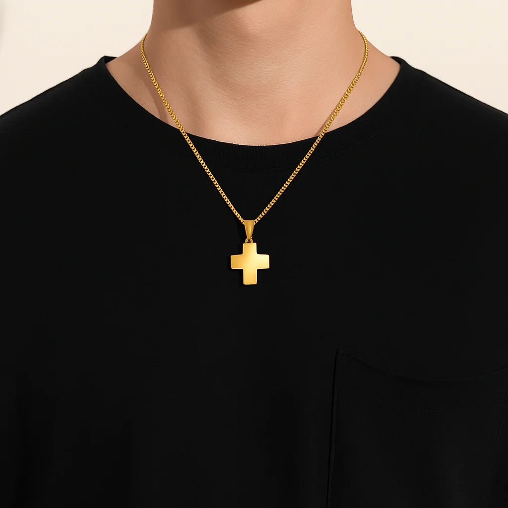 Stainless Steel Greek Cross Necklace 24" - Image 6