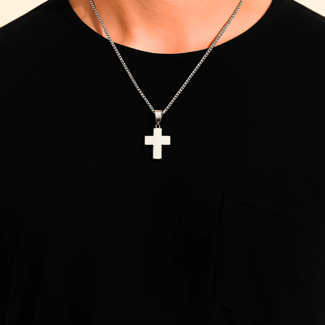 Stainless Steel Greek Cross Necklace 24" - Image 7