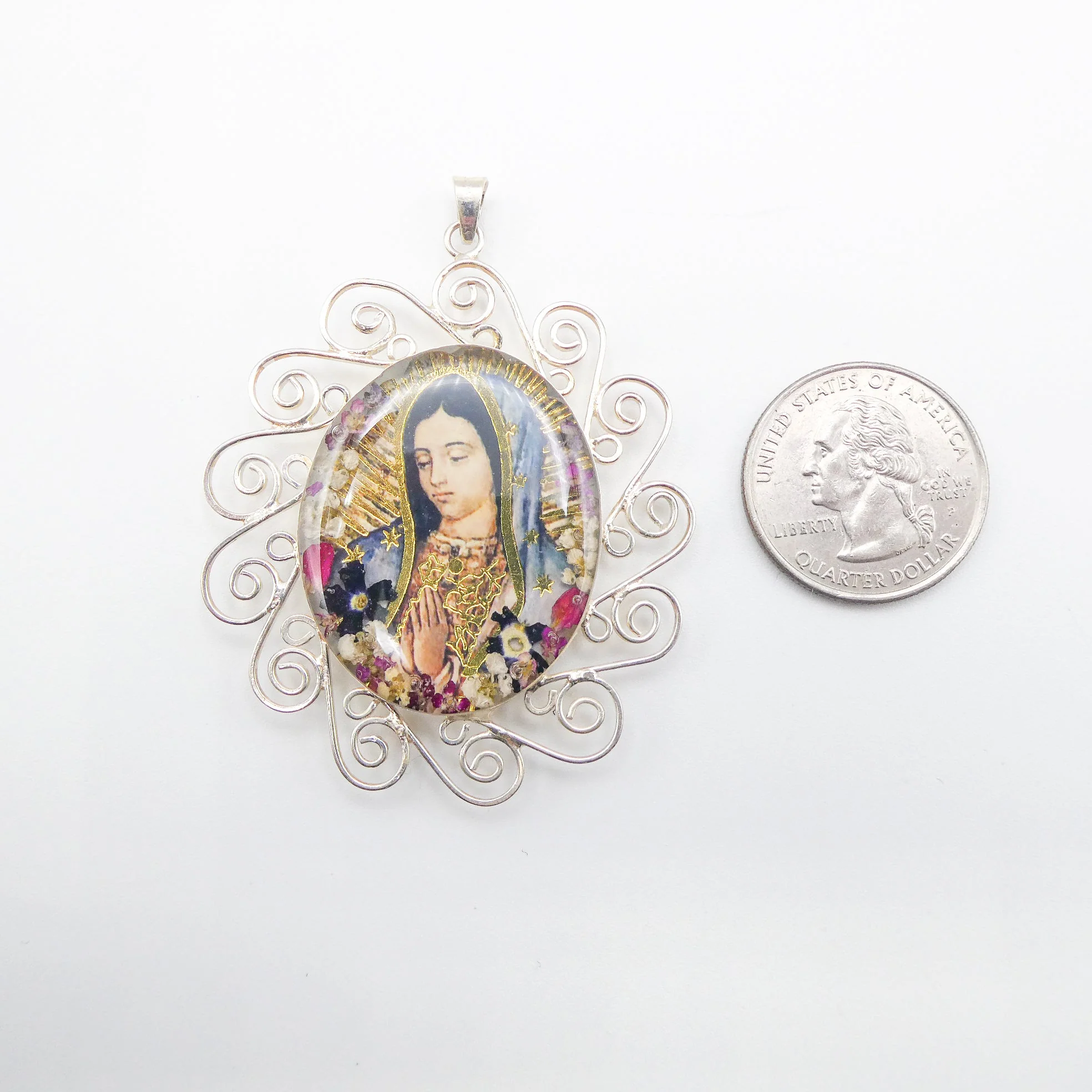 Guadalupe Baroque III Necklace w/ Pressed Flowers 20-inch - Image 3