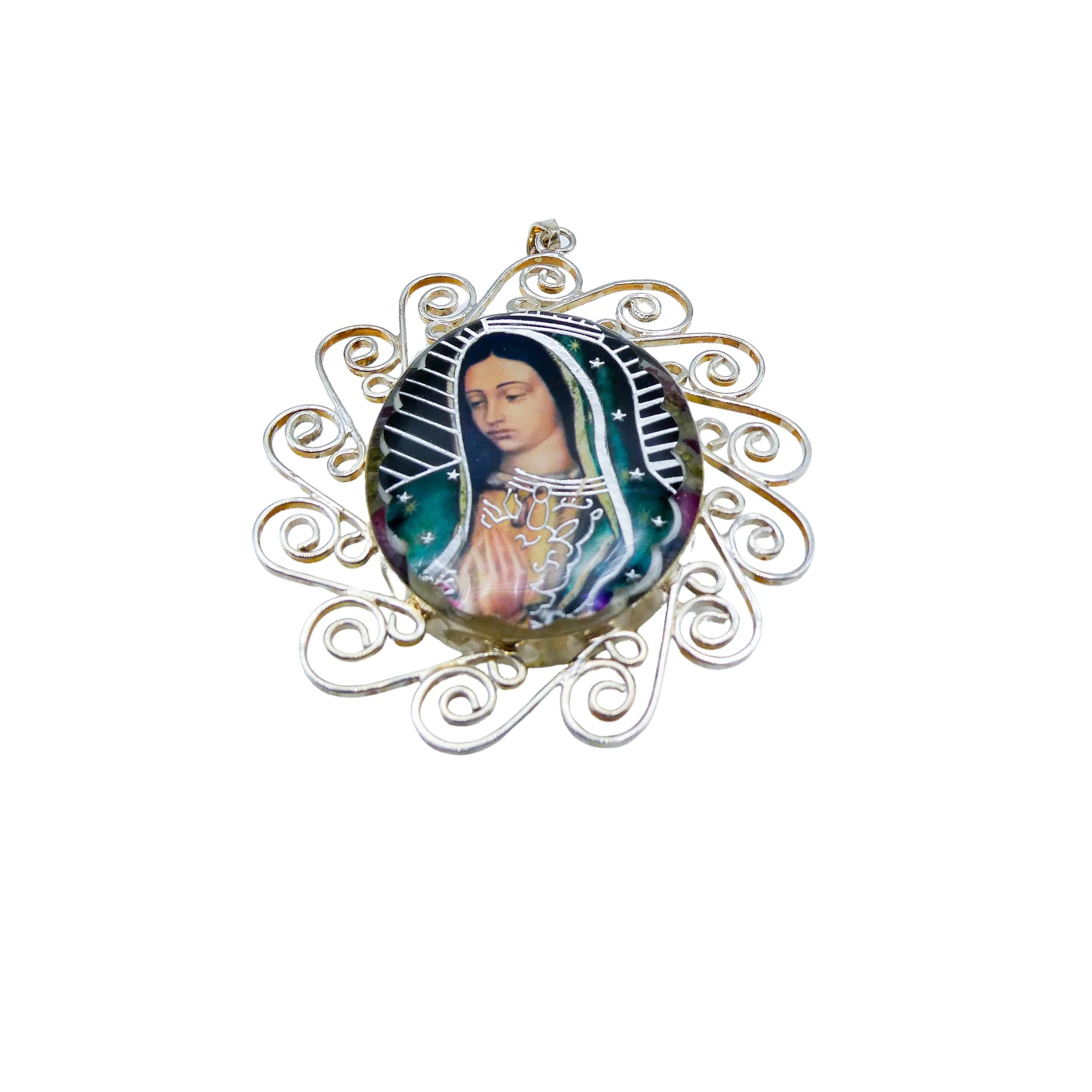 Guadalupe Baroque III Necklace w/ Pressed Flowers 20-inch - Image 4