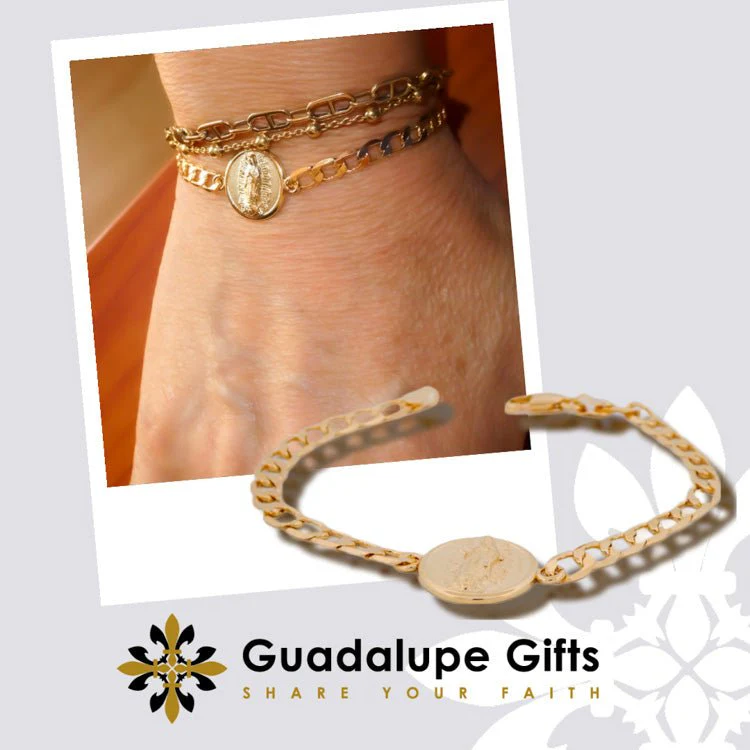 Gold Guadalupe Chain Bracelet 7.5-inch - Image 3