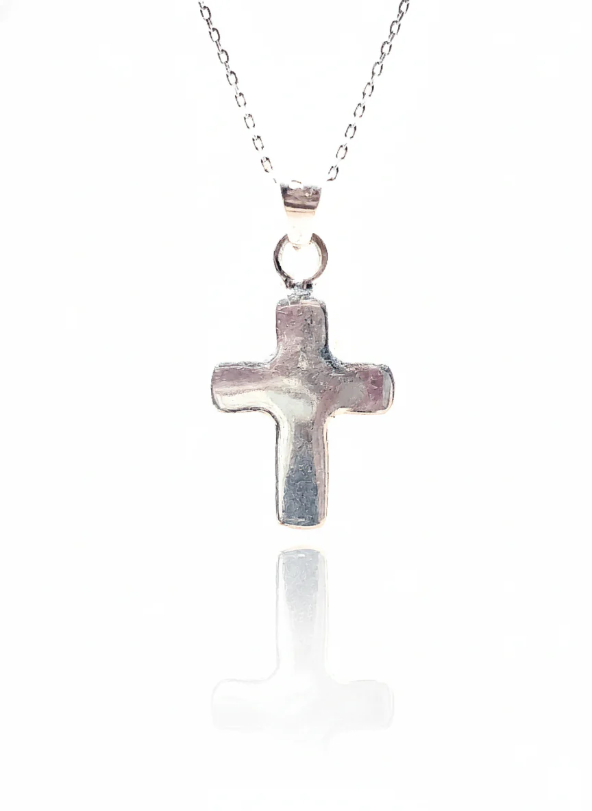 Guadalupe Cross Small Necklace w/ Pressed Flowers 18-inch - Image 4