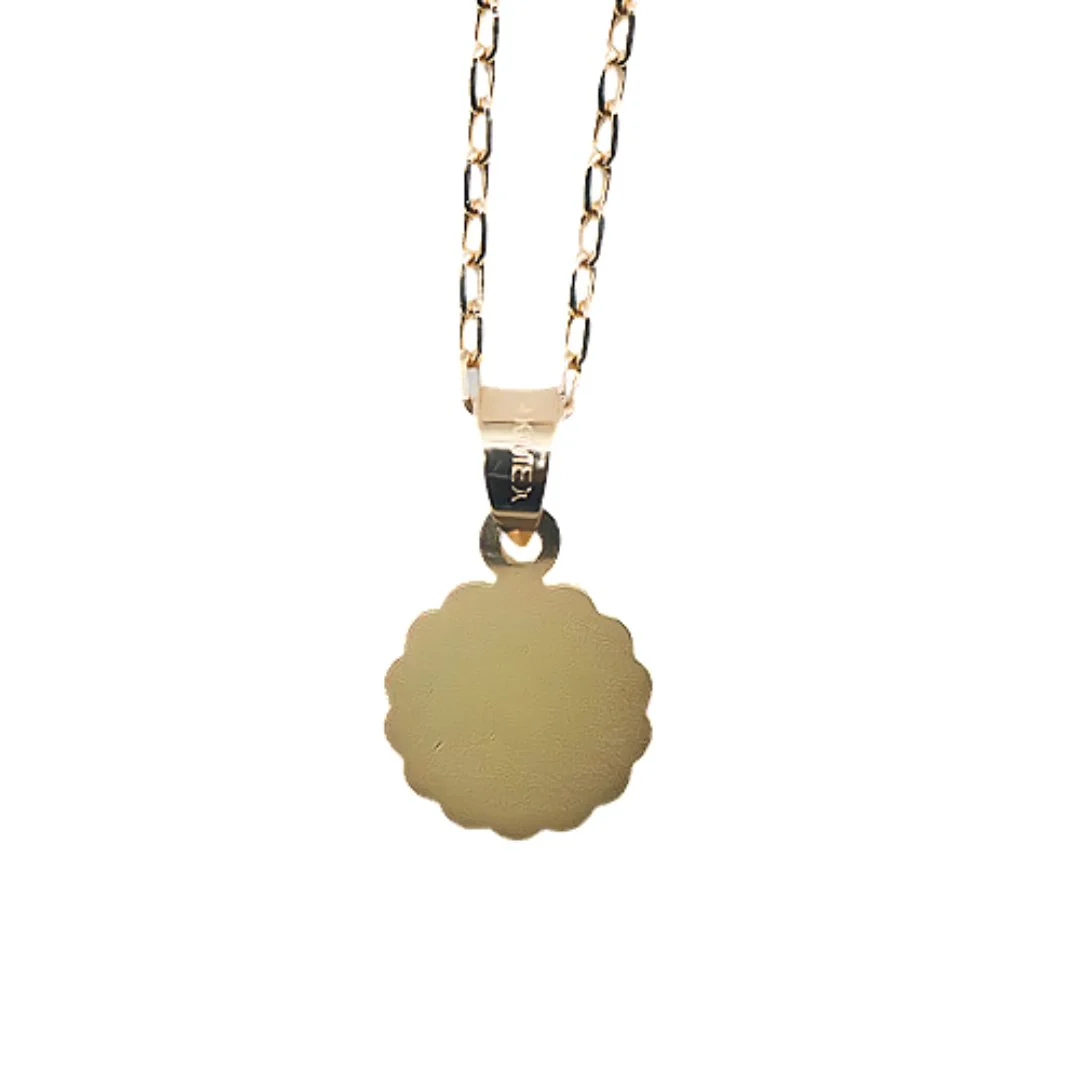 Gold Guardian Angel Floral Round Petite Necklace 18-inch - Image 3