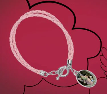 Pink Leather Guardian Angel Protection Bracelet 7.5 - Image 2