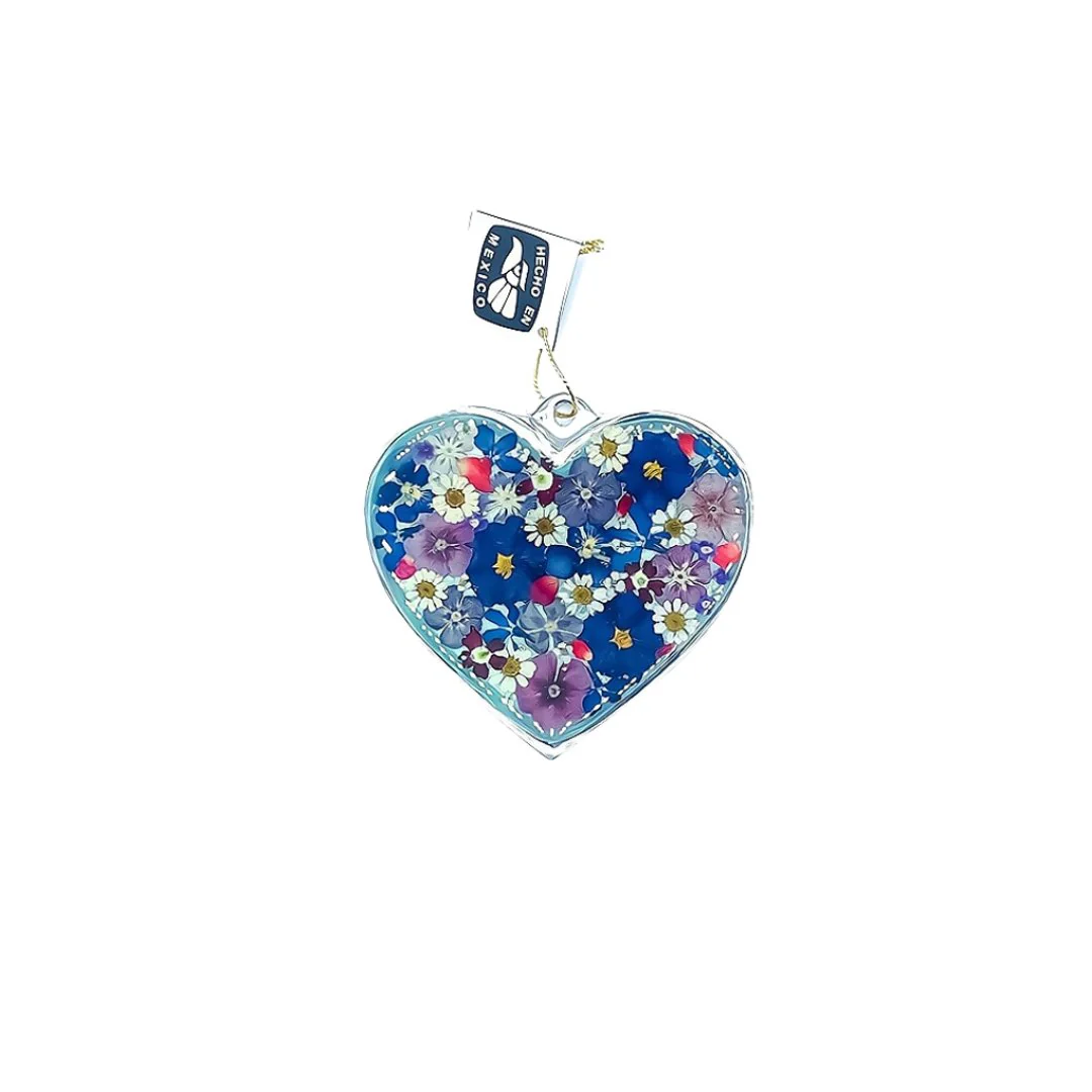 Heart-Shaped Small Wall Frame w/ Pressed Flowers 3.2" x 2.9"