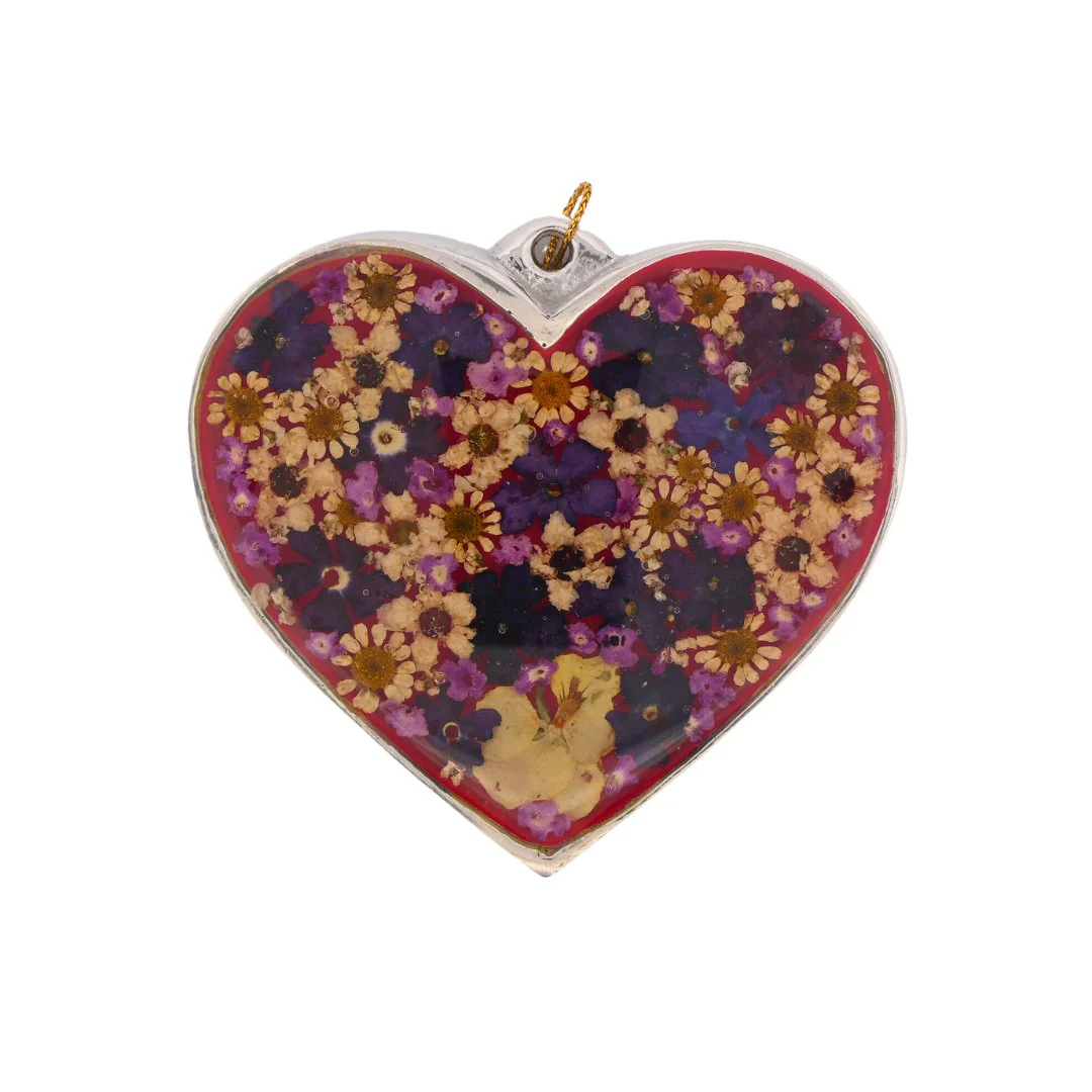 Wall Heart-Shaped Frame w/ Pressed Flowers 4" x 3" - Image 7
