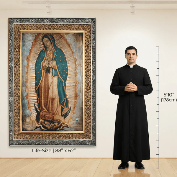 Life-Size Certified Basilica Art of Our Lady of Guadalupe 88" × 62" (2.22 m × 1.57 m) - Image 2