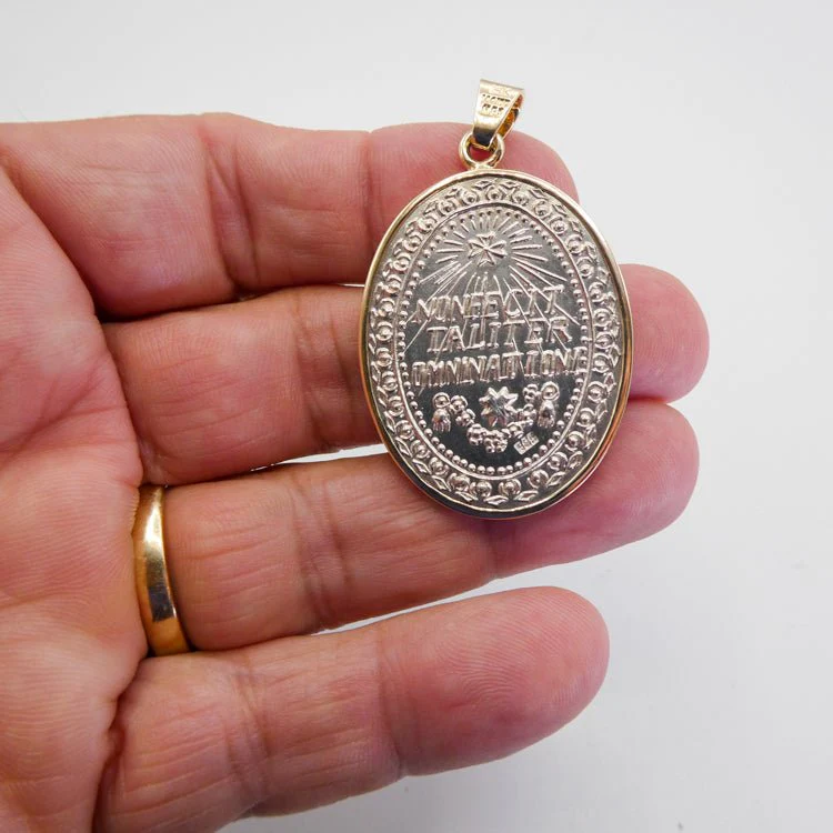 Sterling Silver Our Lady of Guadalupe Medal with 14k Gold Bezel — 1.5” × 1.1” - Image 5
