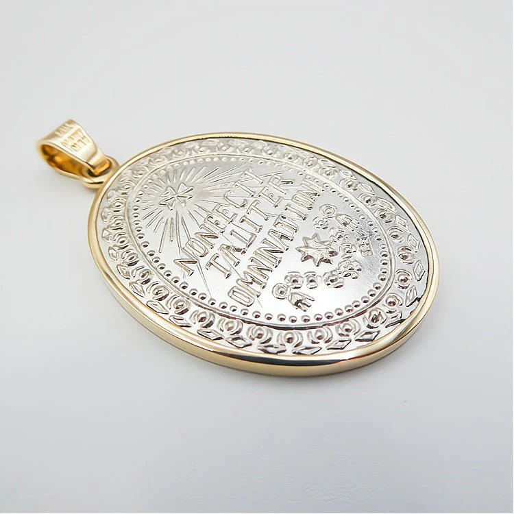 Sterling Silver Our Lady of Guadalupe Medal with 14k Gold Bezel — 1.5” × 1.1” - Image 8