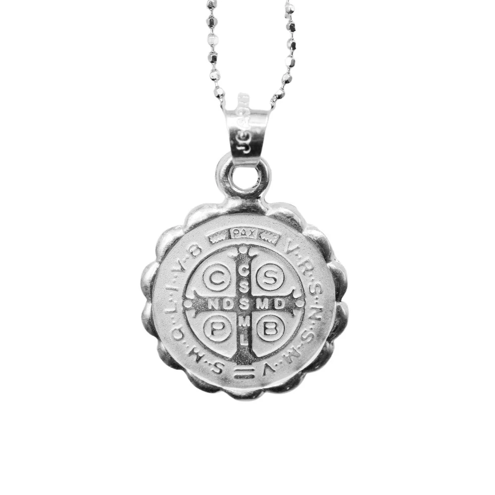 Silver Saint Benedict Medal Verona Necklace 18-inch - Image 3