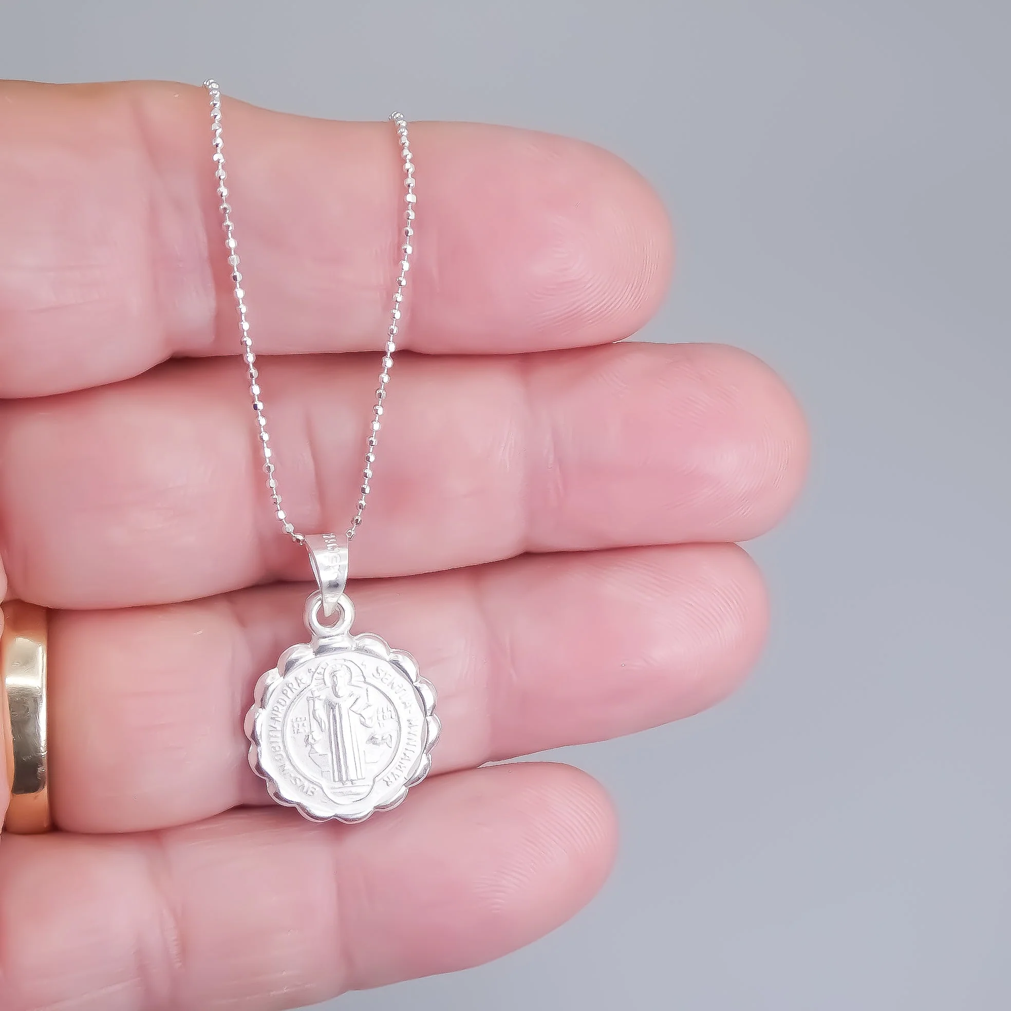 Silver Saint Benedict Medal Verona Necklace 18-inch - Image 4
