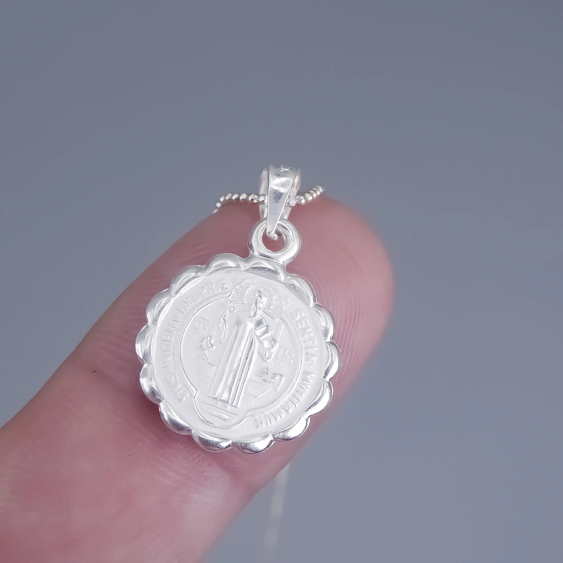 Silver Saint Benedict Medal Verona Necklace 18-inch - Image 6
