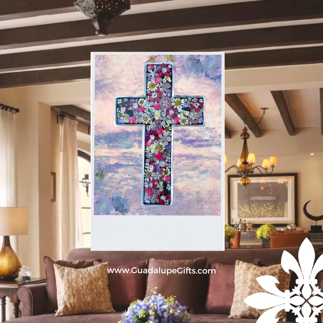 Pressed Flowers Wall Cross 6.5" - Image 8