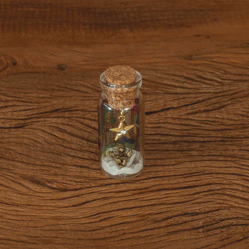 Miniature Christmas Keepsake - Baby Jesus Manger Charm with CZ Star (1" x 2.3") - Set of 3 - Image 4