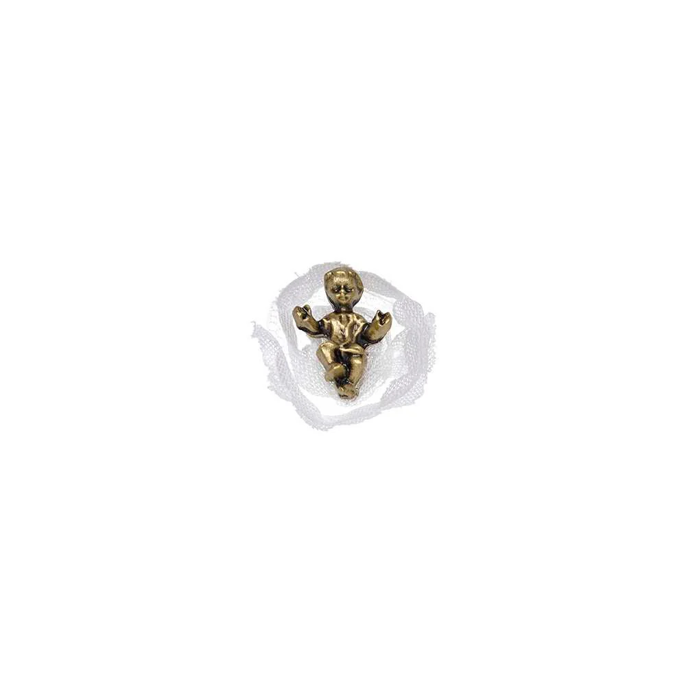 Miniature Christmas Keepsake - Baby Jesus Manger Charm with CZ Star (1" x 2.3") - Set of 3 - Image 5