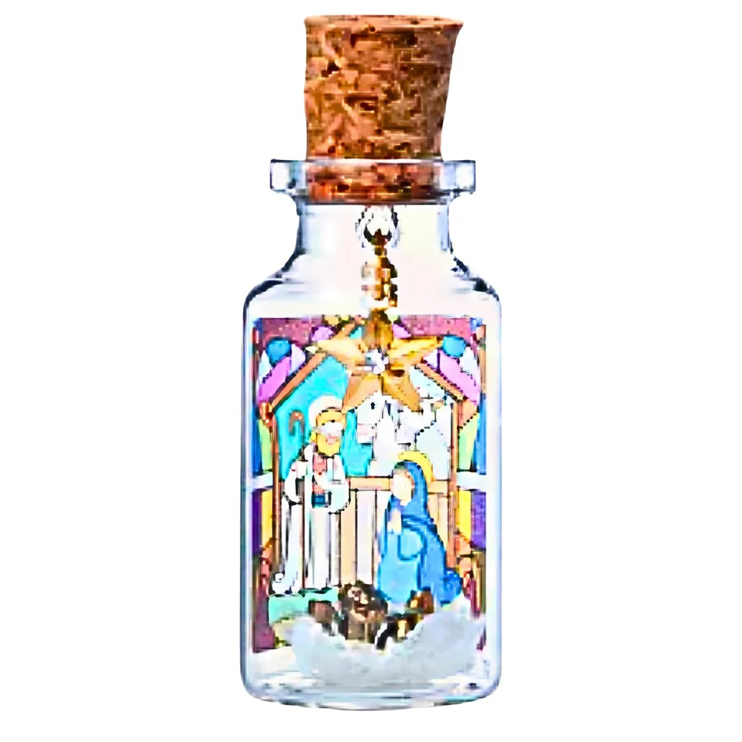 Miniature Christmas Keepsake - Baby Jesus Manger Charm with CZ Star (1" x 2.3") - Set of 3 - Image 6