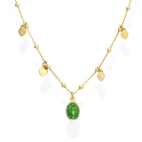 Gold Vermeil Miracolosa Necklace w/ Green Enamel 18-inch