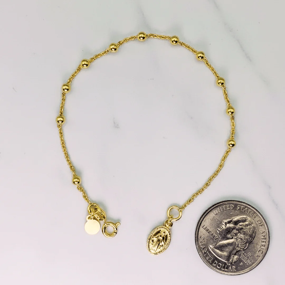 Gold Vermeil Miraculous Medal Rosary Bracelet 7.5-inch - Image 3