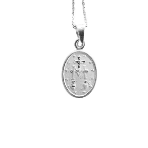 Silver Miraculous Medal Necklace 18-inch - Image 3