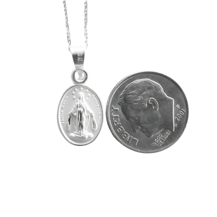 Silver Miraculous Medal Necklace 18-inch - Image 4
