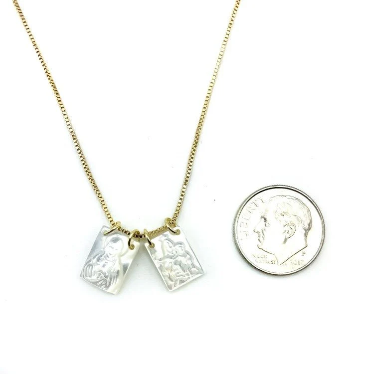 Mother of Pearl Scapular Necklace – Our Lady of Mount Carmel, 16” + 2” Adjustable - Image 7