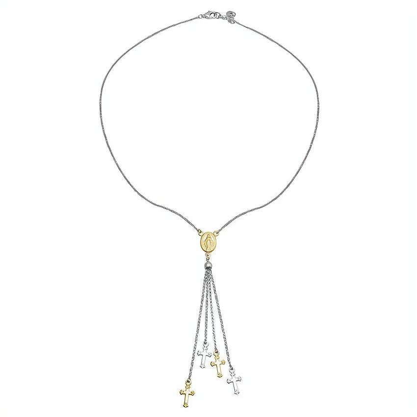 Gold Vermeil Virgin Mary Tassel Necklace 18-inch - Image 3