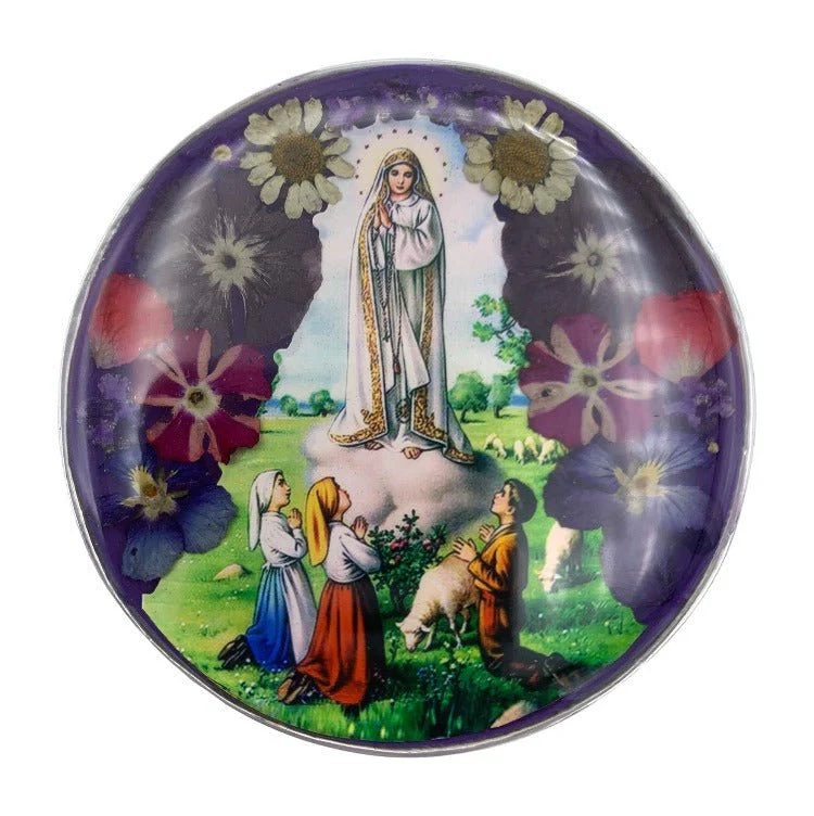 Our Lady of Fatima Rosary Box w/ Pressed Flowers 2.9" x 1.5" x 2" - Image 5