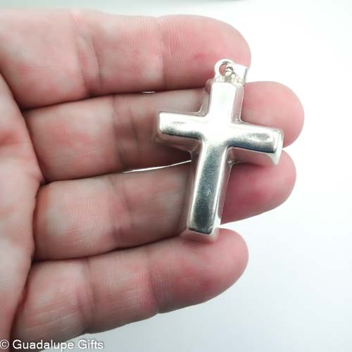 Our Lady of Grace Medium Cross Necklace w/ Pressed Flowers 18-inch - Image 5