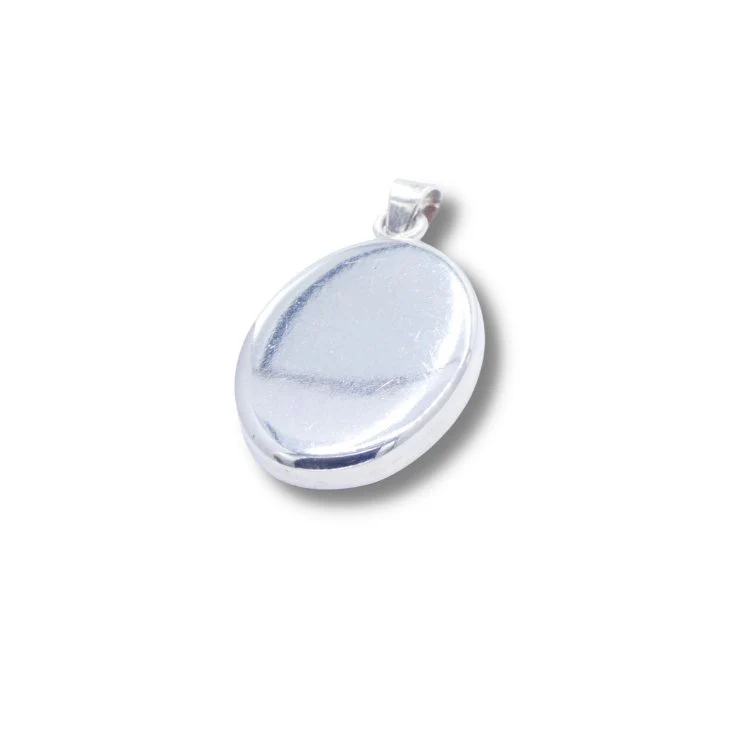 Our Lady of Grace Small Oval Pendant w/ Pressed Flowers 18-inch - Image 2