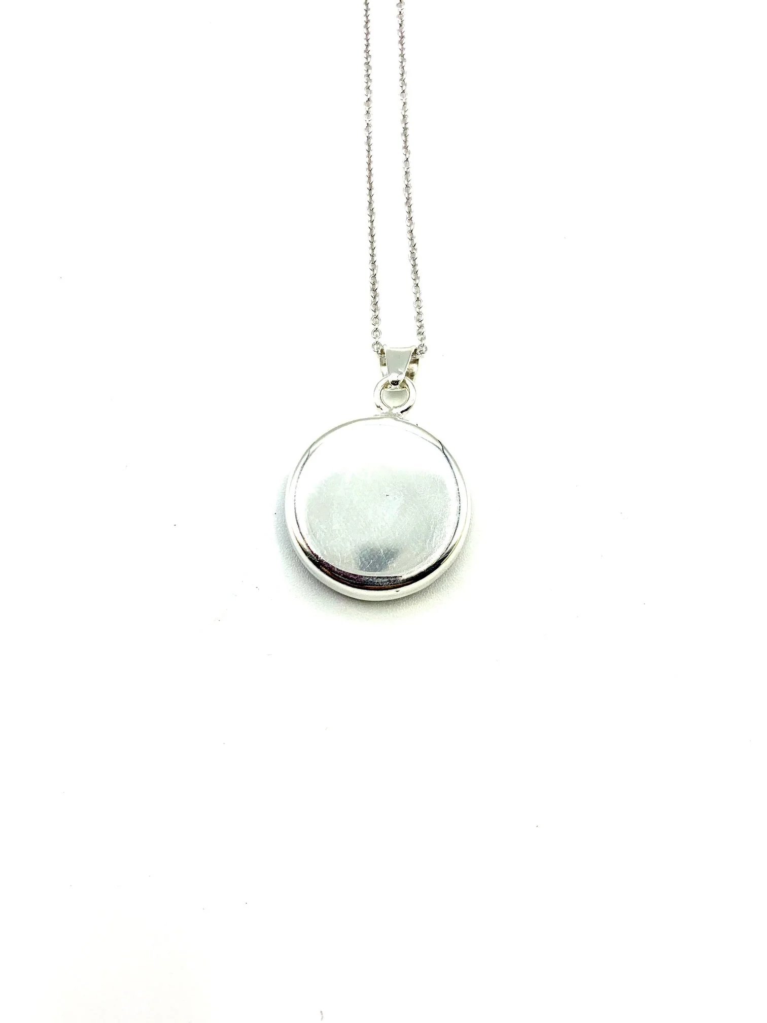 Our Lady of Grace Small Round Pendant w/ Pressed Flowers 18-inch - Image 4
