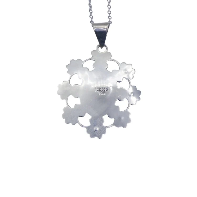 Silver Guadalupe Baroque Pendant with Pearls 18-inch - Image 4