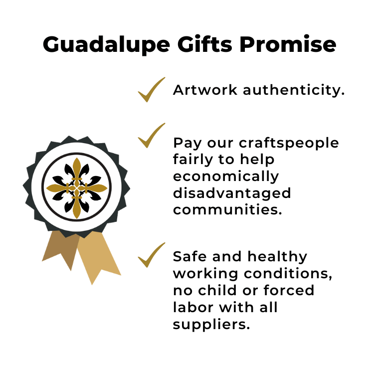 Our Lady of Guadalupe Small Baroque Cross w/ Pressed Flowers 4.5" - Image 3