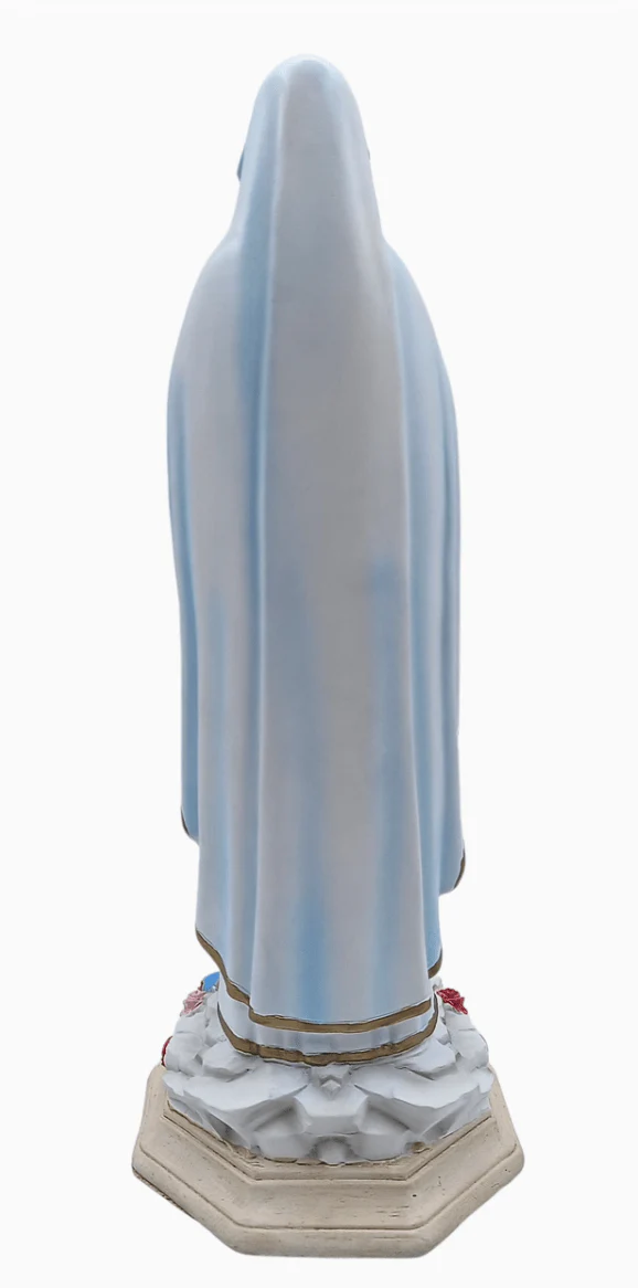 Our Lady of Lourdes Statue | Hand-Painted Italian Resin with Gold Detail | 4 Inches - Image 3