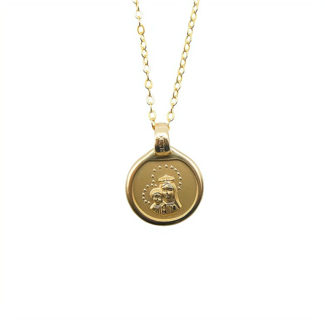 Gold Our Lady of Perpetual Help Mini Medal Necklace 18" | Handcrafted