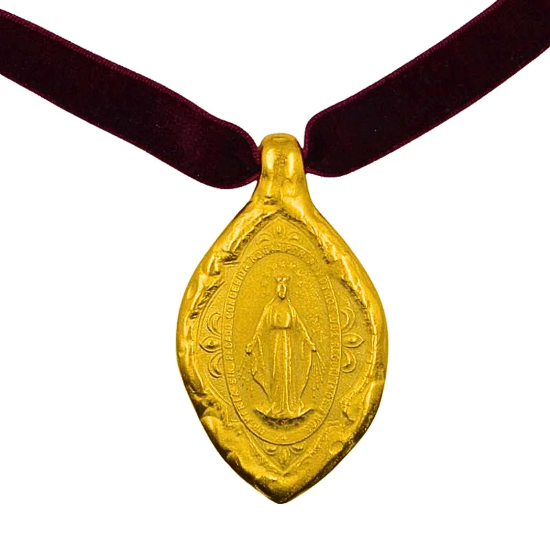 Gold-Plated Our Lady of Grace Necklace III 22-inch - Image 3