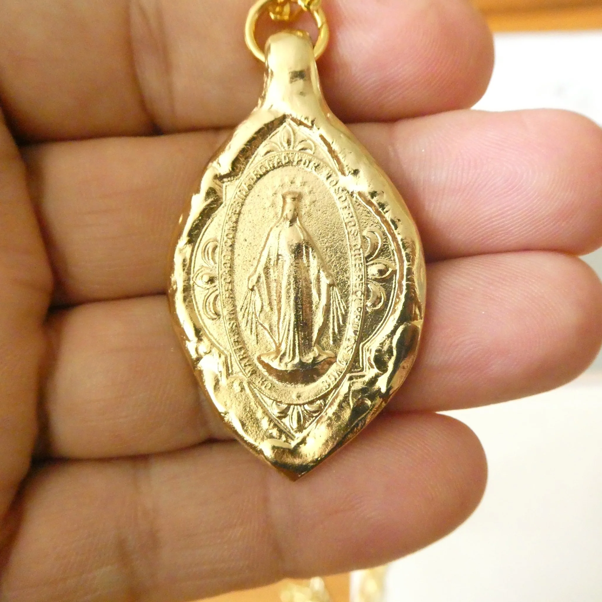 Gold-Plated Our Lady of Grace Necklace III 22-inch - Image 5
