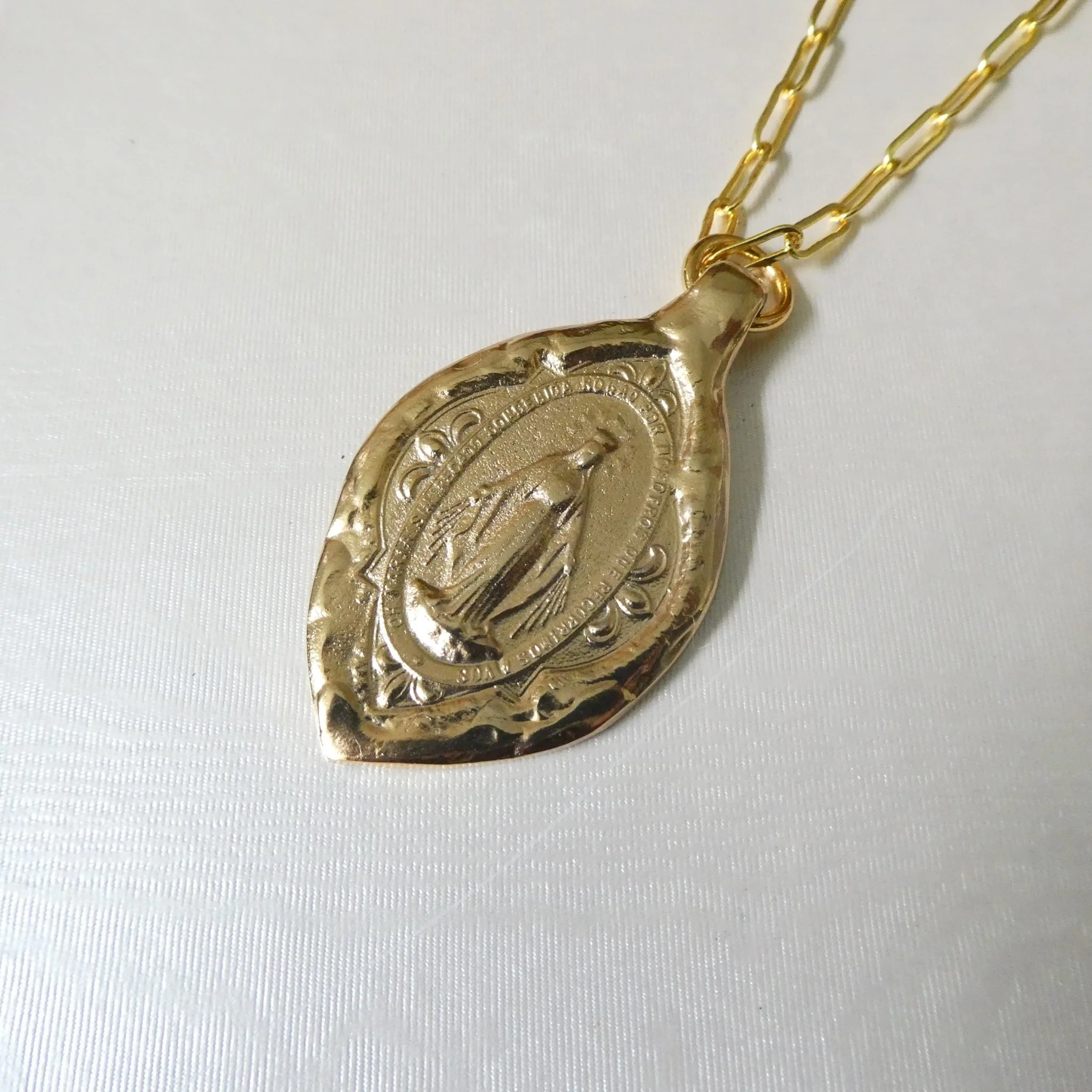 Gold-Plated Our Lady of Grace Necklace III 22-inch - Image 6