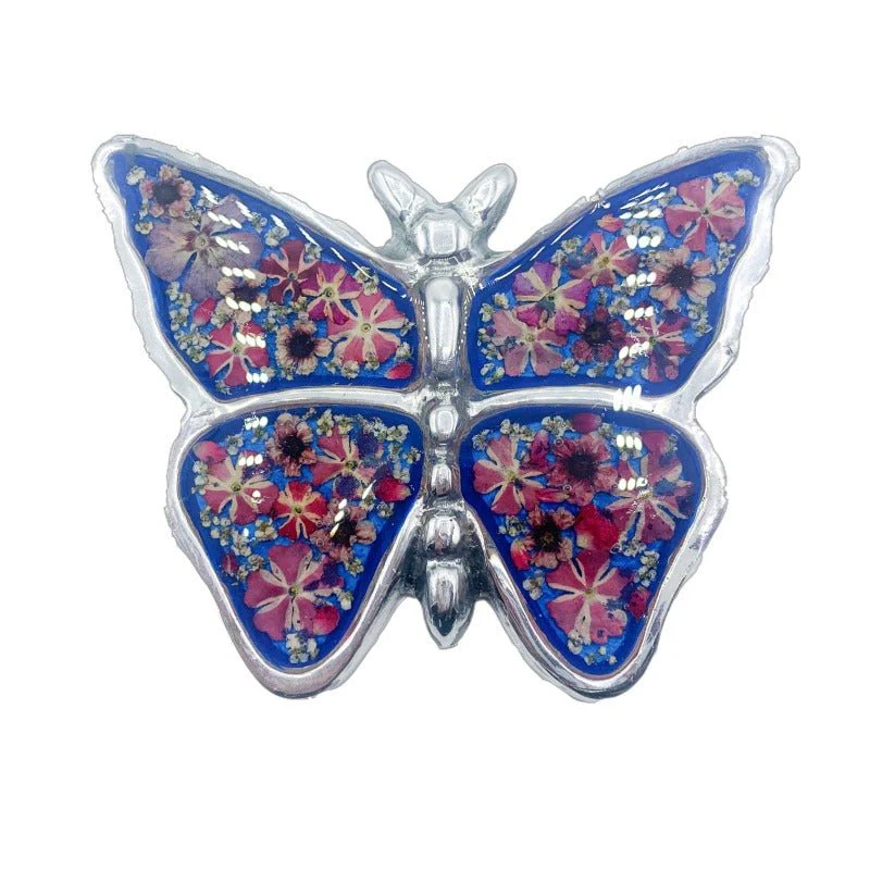 Butterfly Wall Ornament w/ Pressed Flowers 5" x 3.5" - Image 3